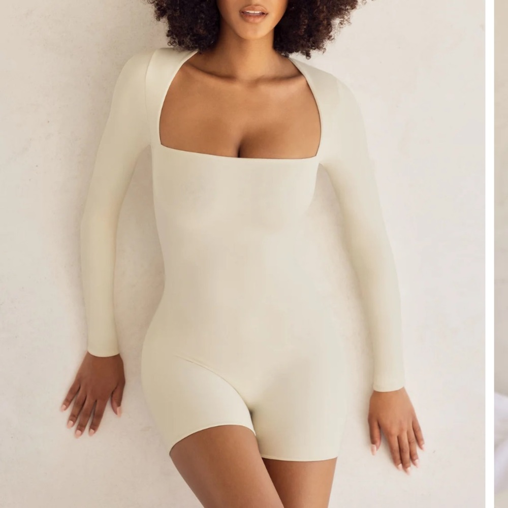 Long Sleeve Square Neck Unitard romper